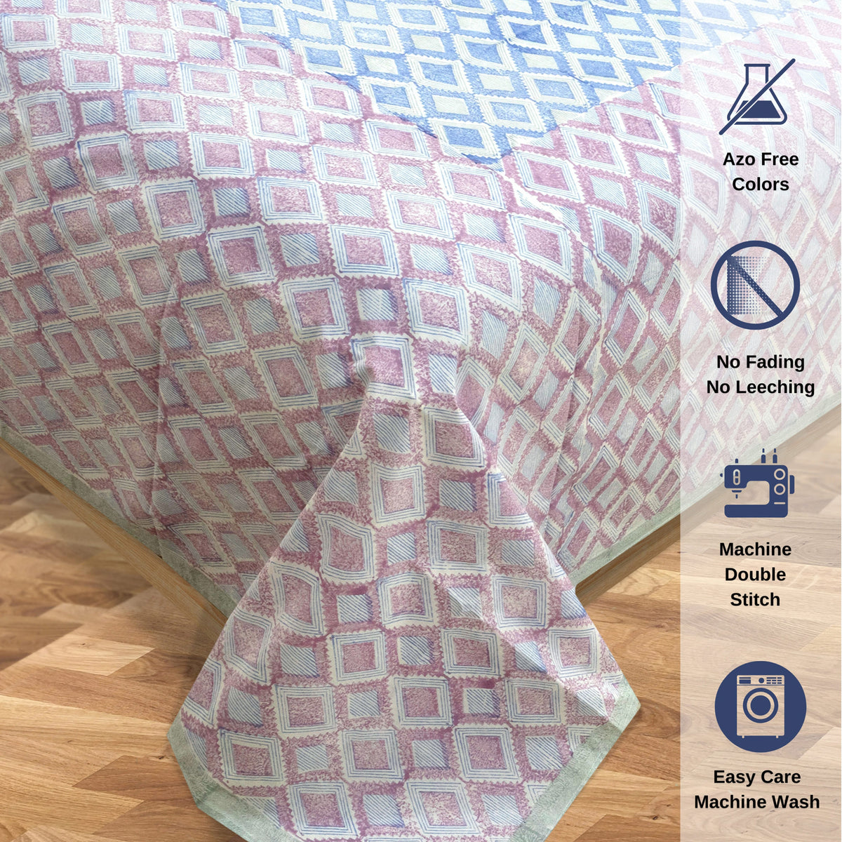Vintage Lines Checks |Blue Pink| Premium Bedsheet