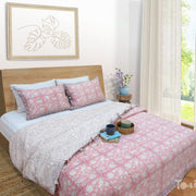 Pink Bird Kalamkari | Quilt Duvet Cover with Pillow Covers