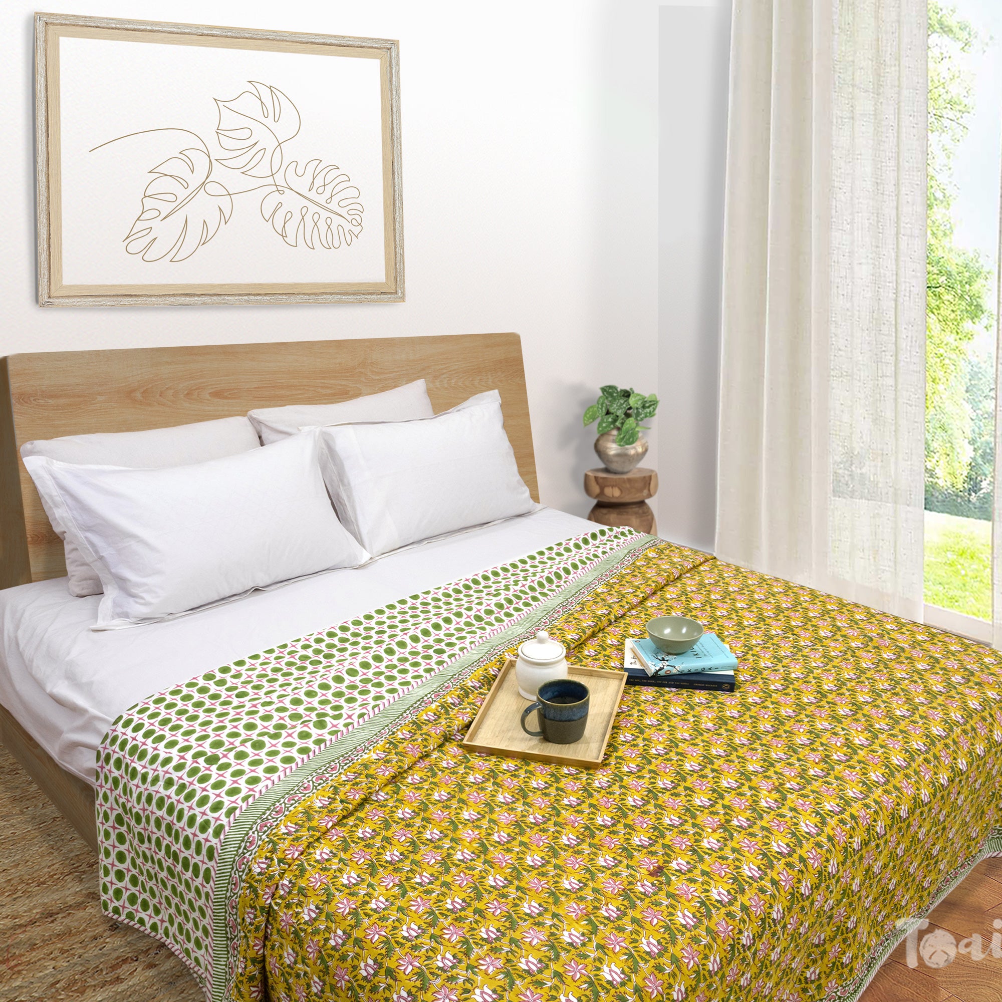 Pink Floral Pond | Dohar | Summer Blanket