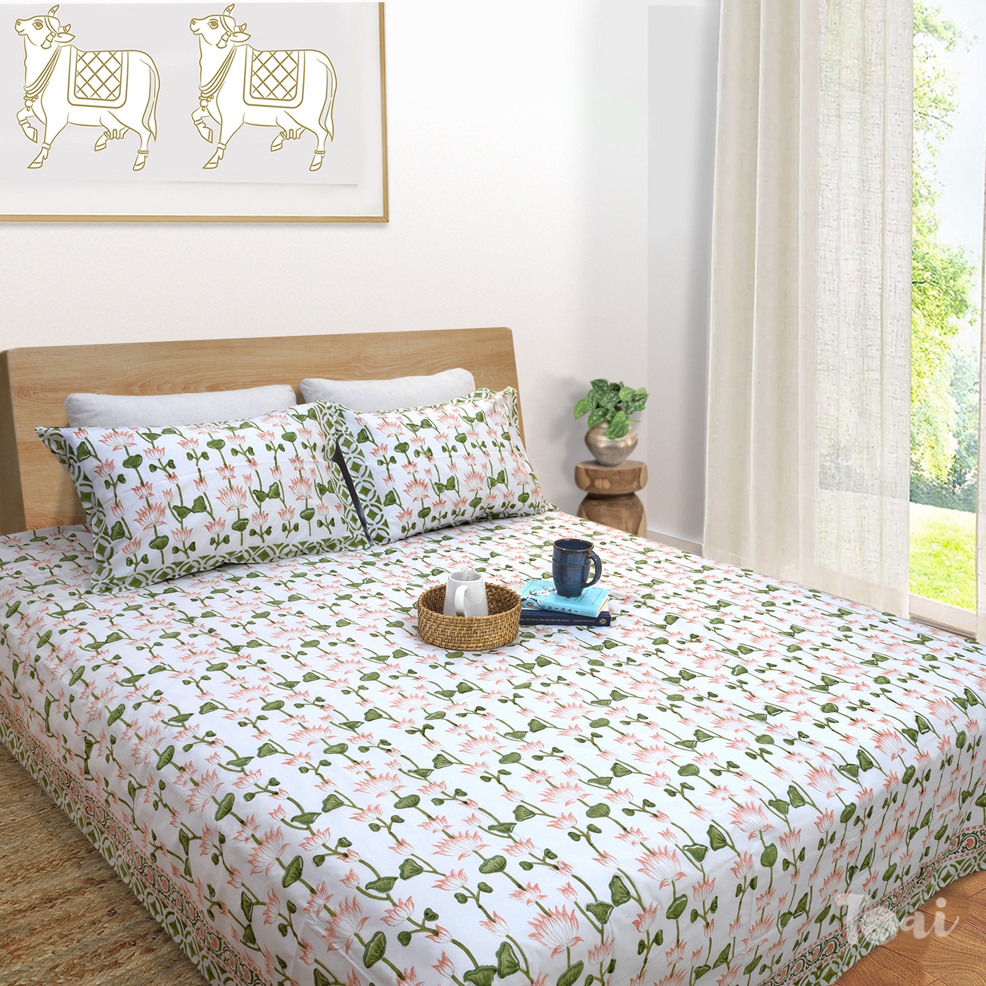 Lotus Vines | Premium Bedsheet