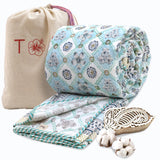 Small Blue Jaal | Pure Mulmul Cotton | Flannel filling