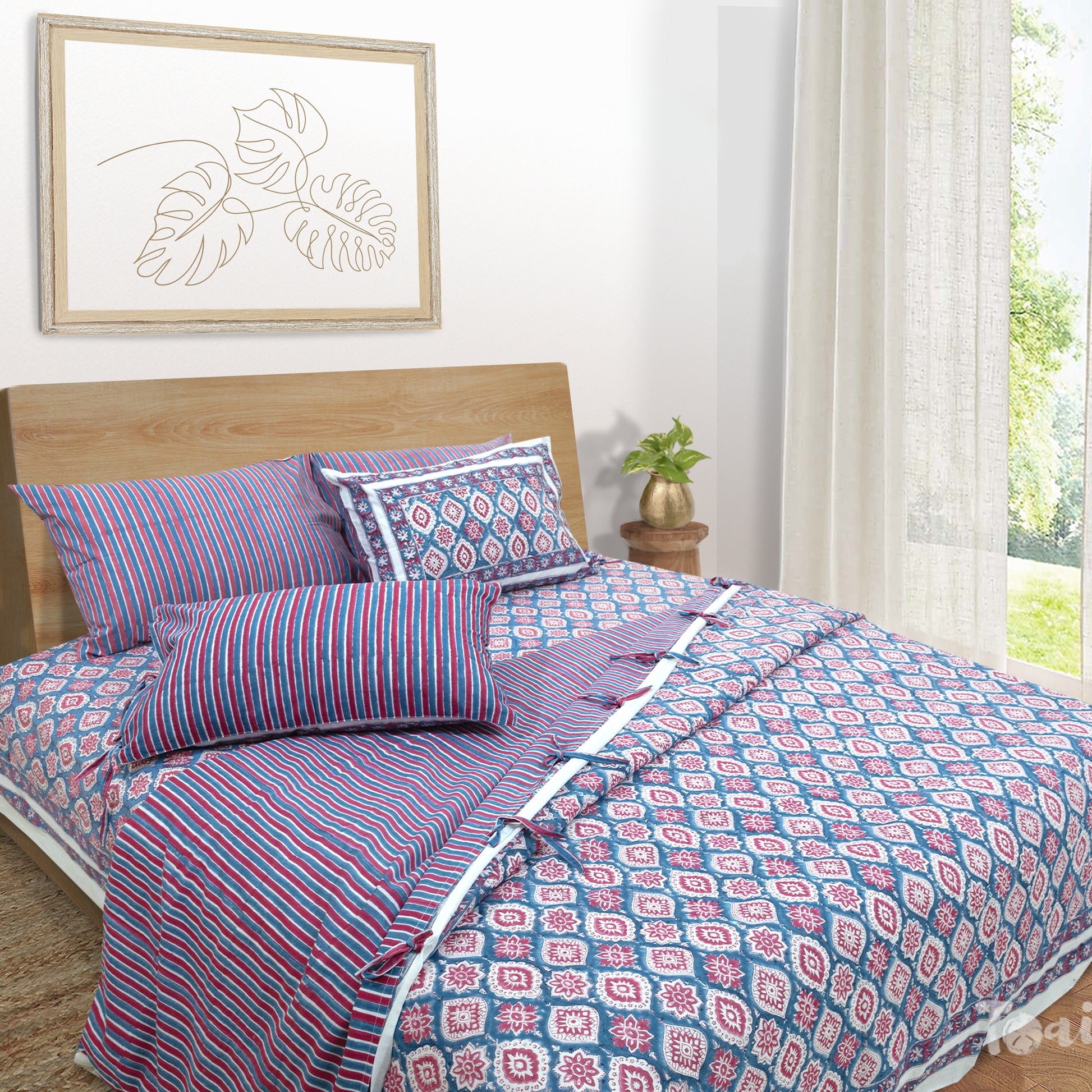 Spanish Villa Blue Red-Duvet Cover Bedding Set