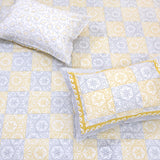 Yellow Grey Pattern|300TC Mercerized Cotton Bedsheet