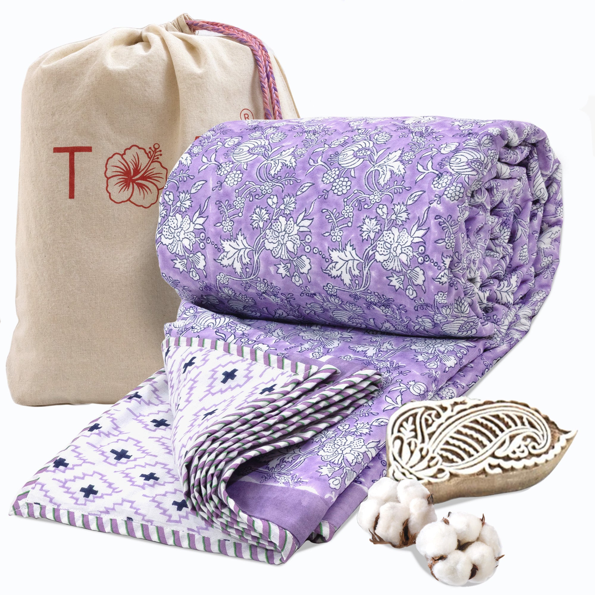 Lavender Kalamkari | Dohar | Summer Blanket