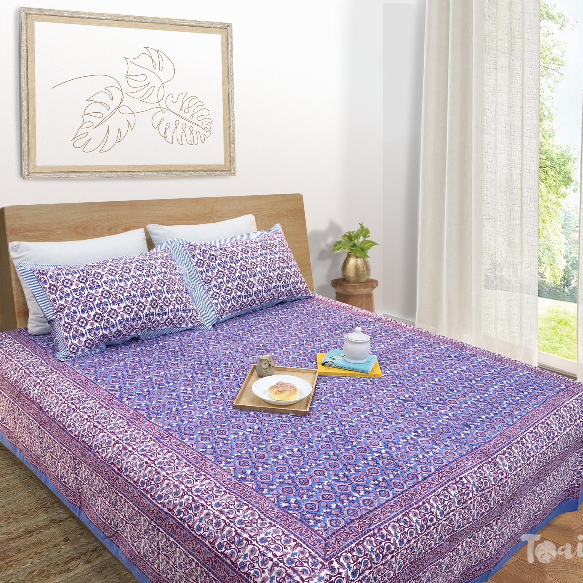 Moroccan Tiles-King Queen Cotton Bed sheet