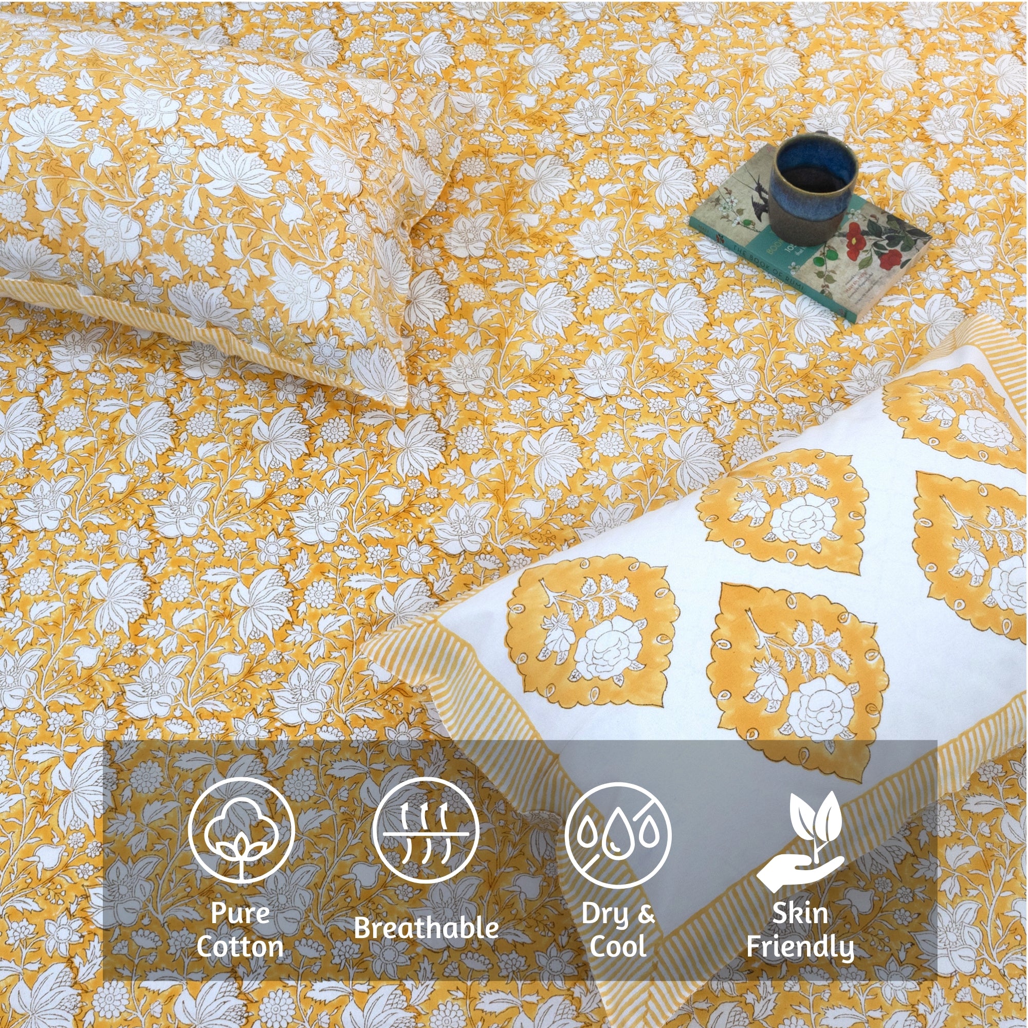 Yellow Kalamkari | Fine Quality Bedsheet