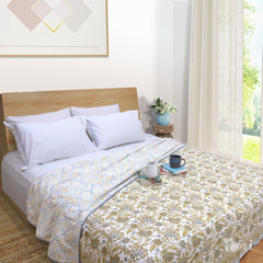 Autumn Leaves & Florals  | Pure Mulmul Cotton | Flannel filling