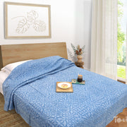 Bikaneri Applique| Blue Shades Stonewashed| Bedcover