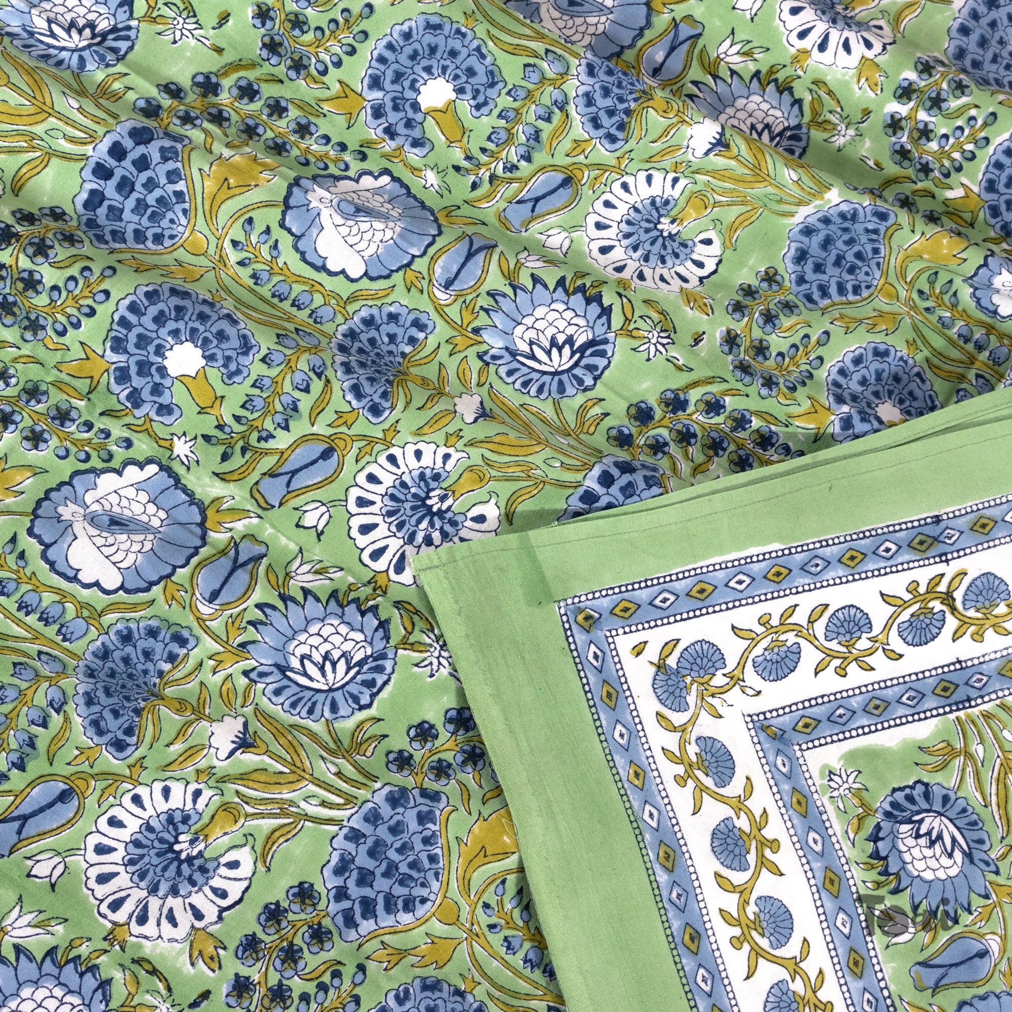 Blue Green Florals  | Fine Quality Bedsheet