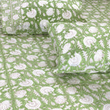 Green Kalamkari | 300TC Mercerized Cotton Bedsheet
