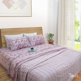 Vintage Pink| 300TC Bedsheet | 2 Pillow Covers | Mulmul Cotton Dohar