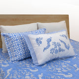 Blue Bird Kalamkari | 300TC Mercerized Cotton Bedsheet