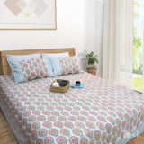 Peach Green White | 300TC Mercerized Cotton Bedsheet