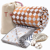 Brown Checks Blue Lines | Pure Mulmul Cotton | Flannel filling