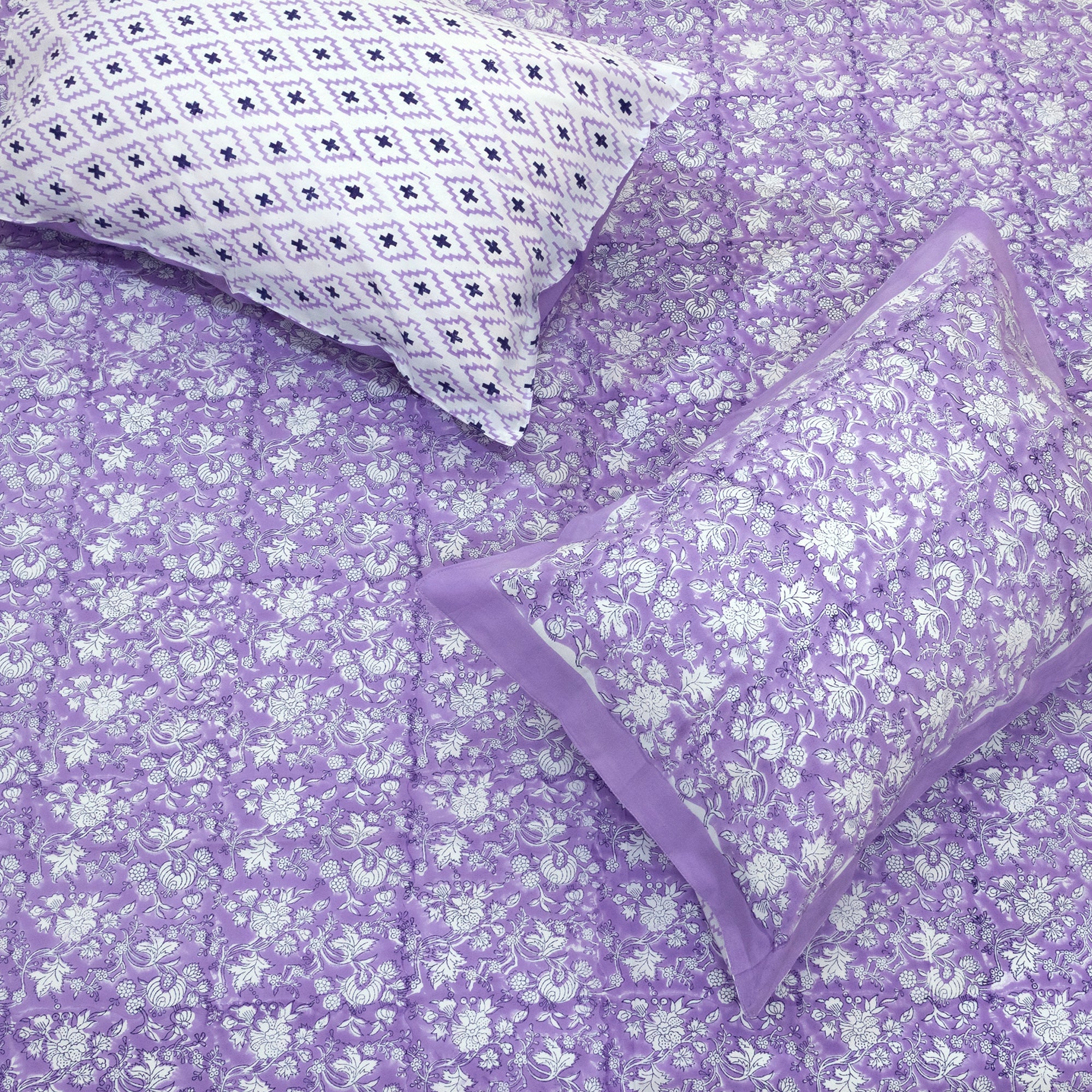 Lavender Kalamkari | Premium Bedsheet