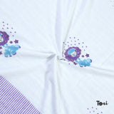 Sheep White Blue  | Pure Mulmul Cotton | Flannel filling