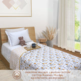 Grey Cartoon  | Pure Mulmul Cotton | Flannel filling