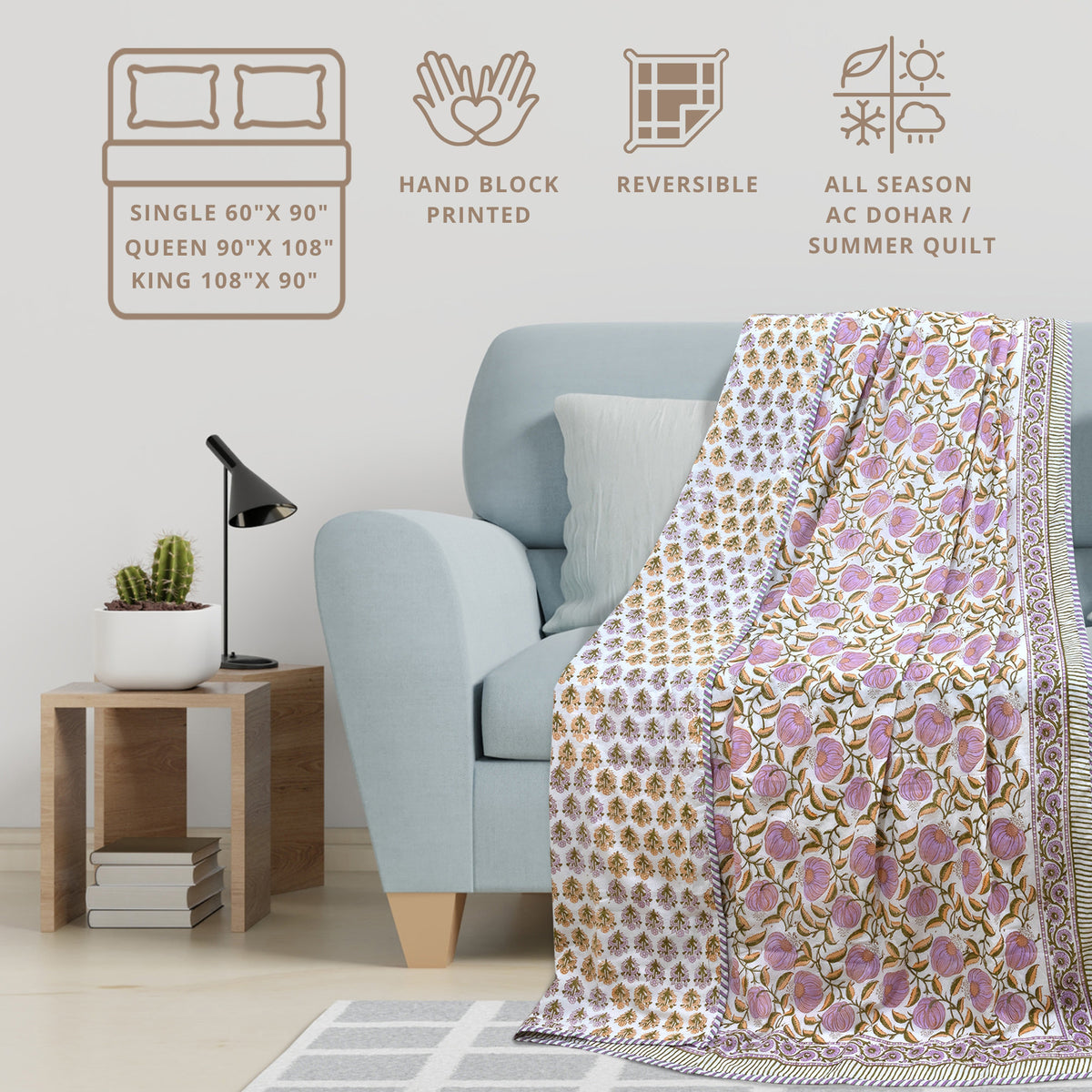 Round Flowers & Leaves | Dohar | Summer Blanket