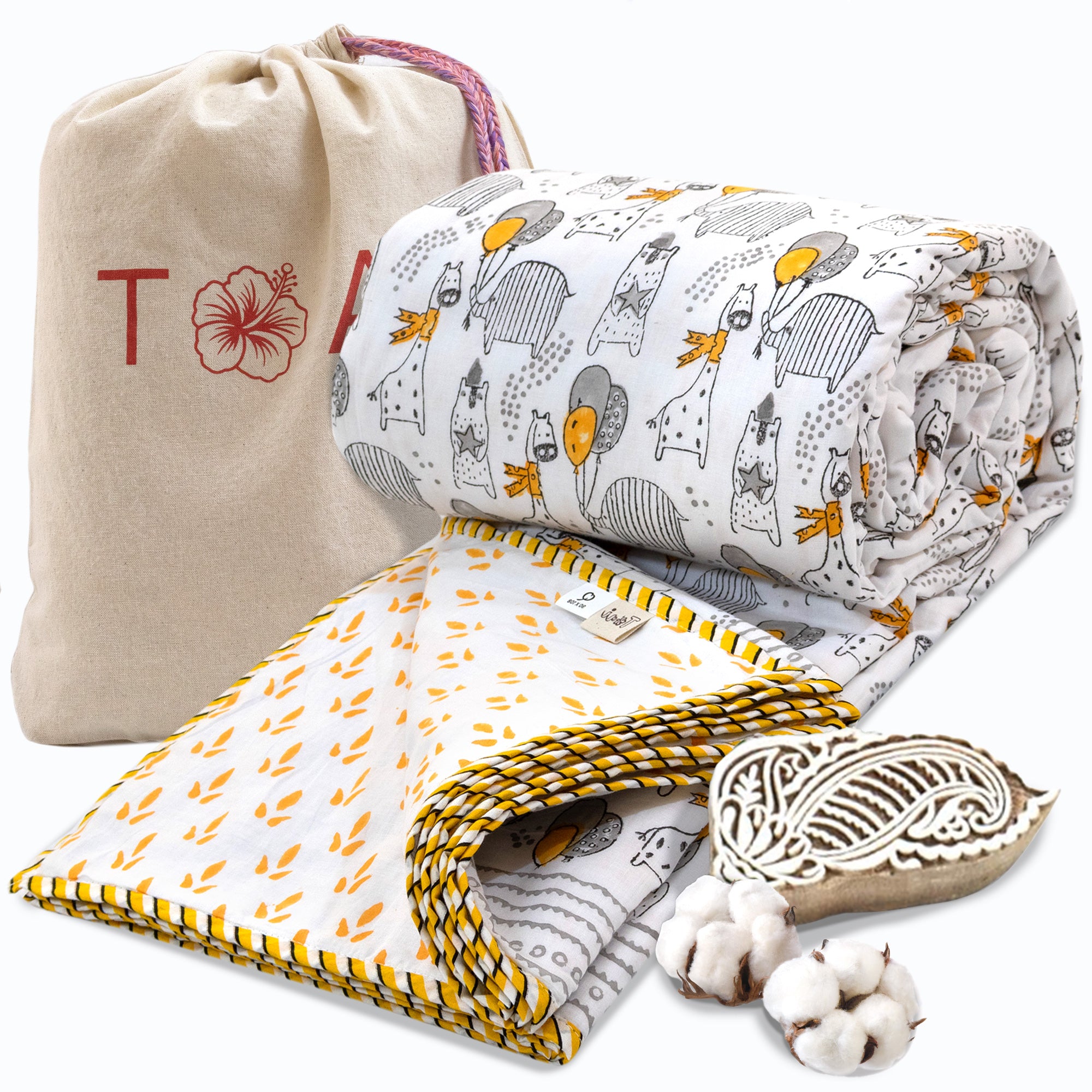 Grey Cartoon | Dohar | Summer Blanket