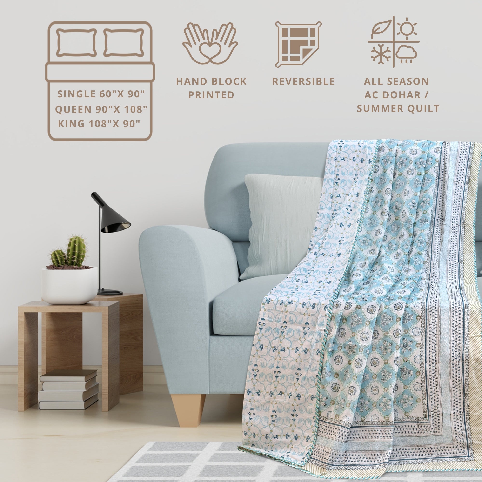 Small Blue Jaal | Dohar | Summer Blanket