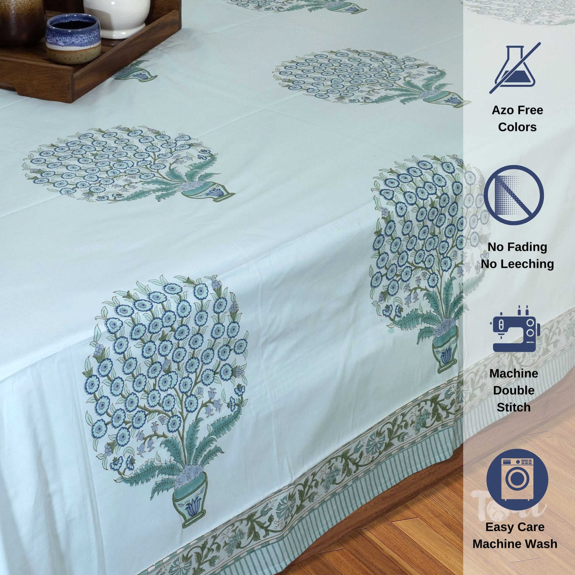 Bouquet on Light Blue  - Bedsheet for double bed
