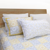 Yellow Grey Pattern|300TC Mercerized Cotton Bedsheet