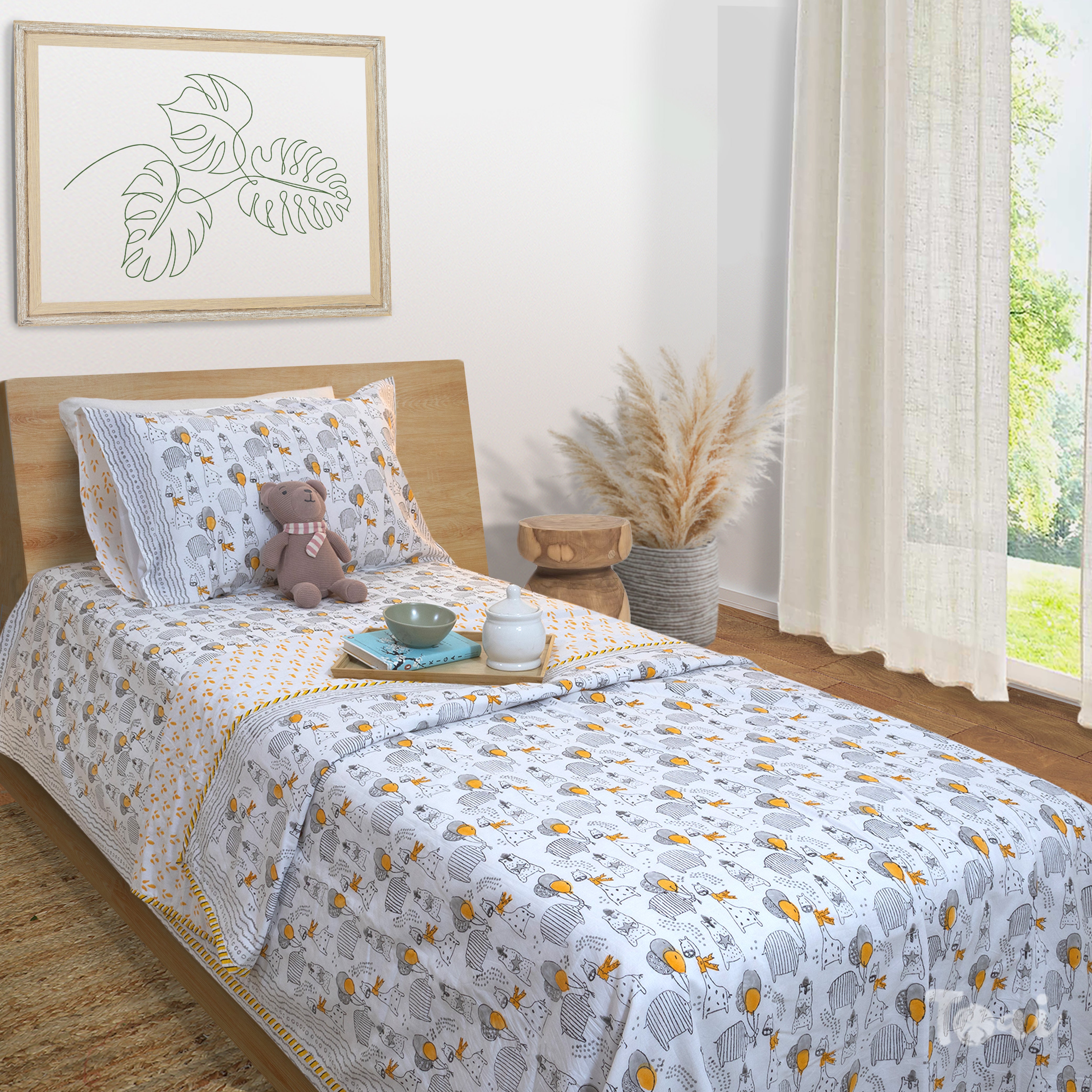Grey Cartoon -Pure Cotton Bedding
