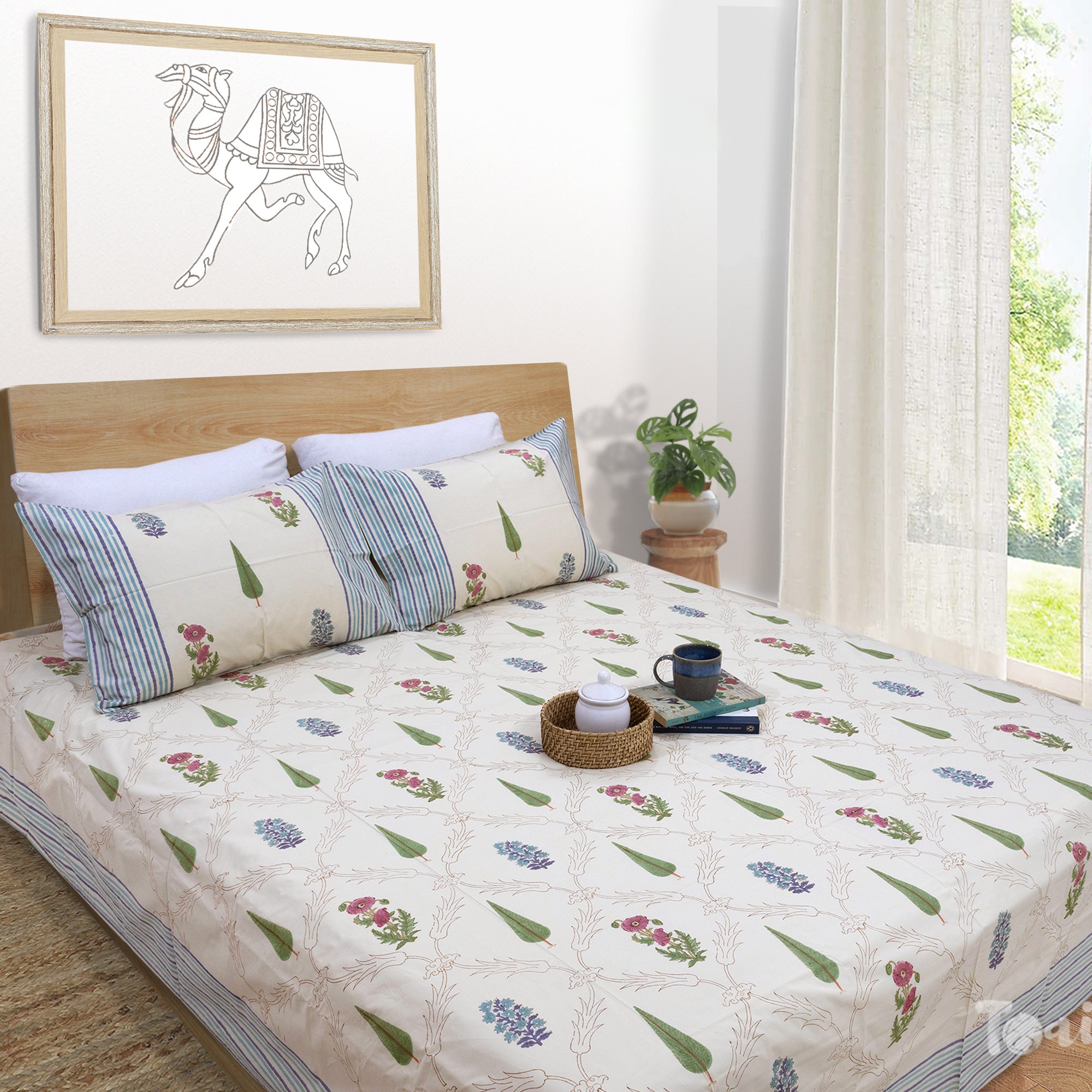 Adil Jaal (Beige Multicolor) | Premium Bedsheet