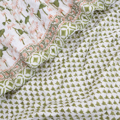 Lotus Vines  | Razai Mulmul Cotton | Cotton Wool Filling