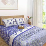 Purple Fish| 300TC Bedsheet | 2 Pillow Covers | Mulmul Cotton Dohar