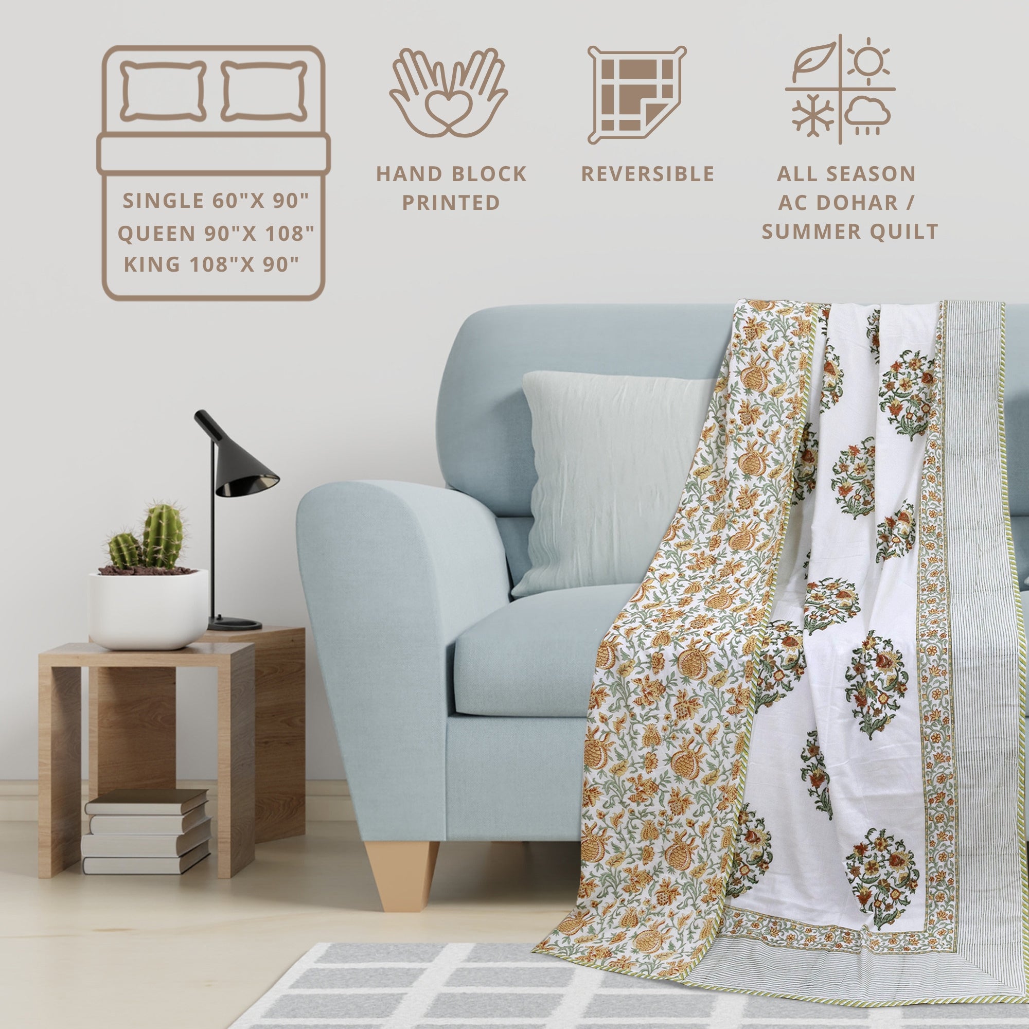 Earthy Mugal Motif  | Dohar | Summer Blanket