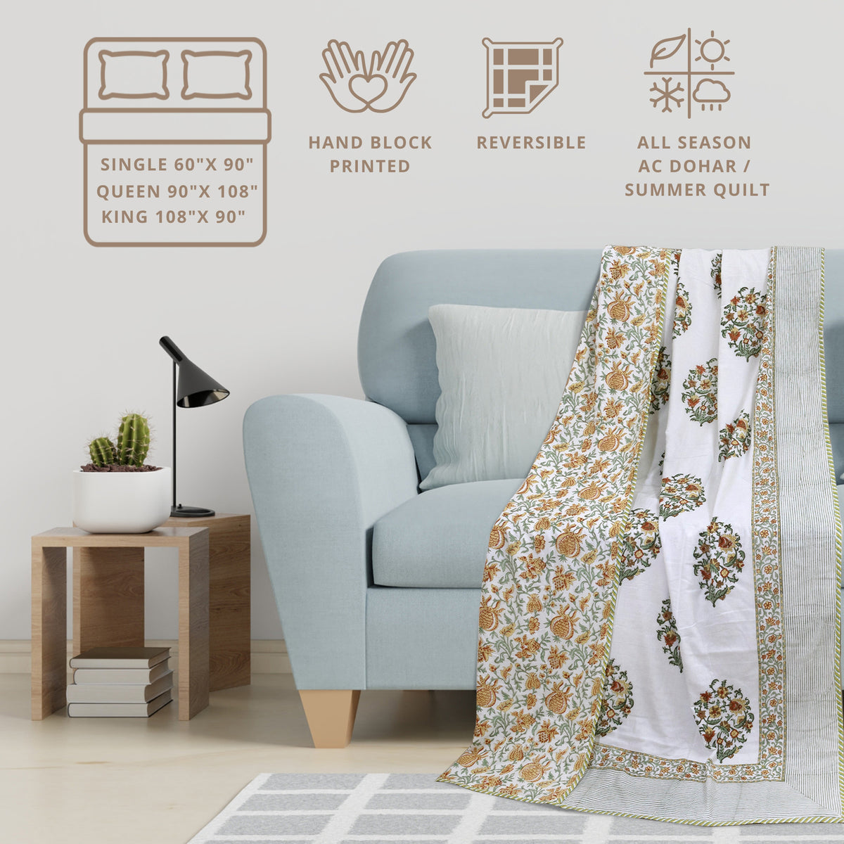 Earthy Mugal Motif  | Dohar | Summer Blanket