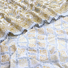 Autumn Leaves & Florals  | Pure Mulmul Cotton | Flannel filling