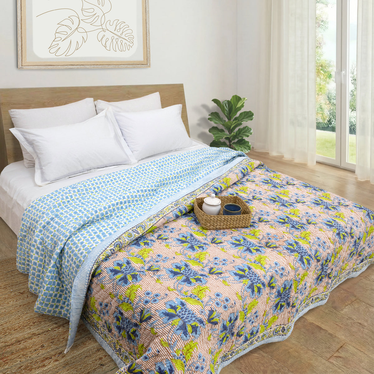 Large Night flowers  | Quilts | Razai | Comforter