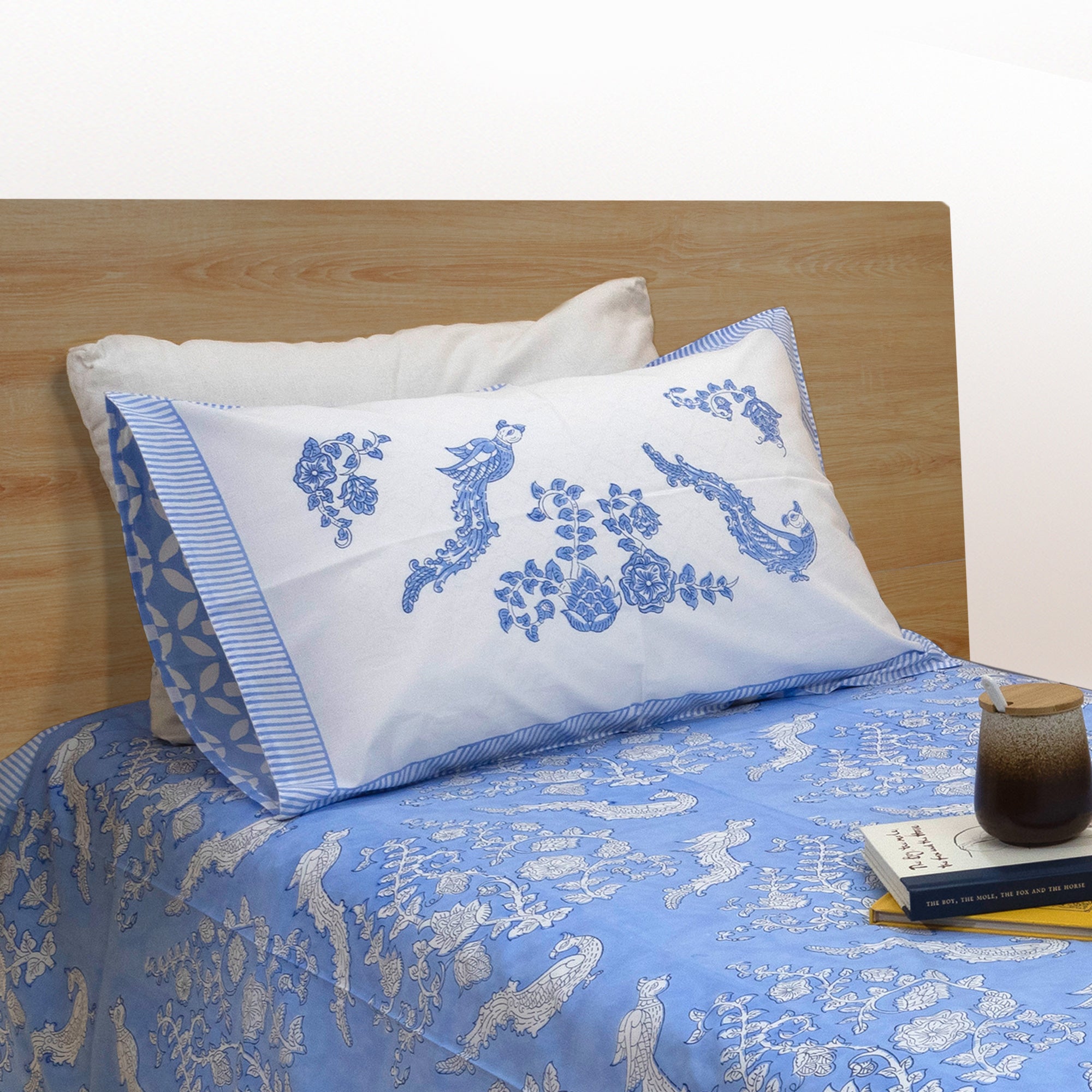 Blue Bird Kalamkari | Premium Bedsheet