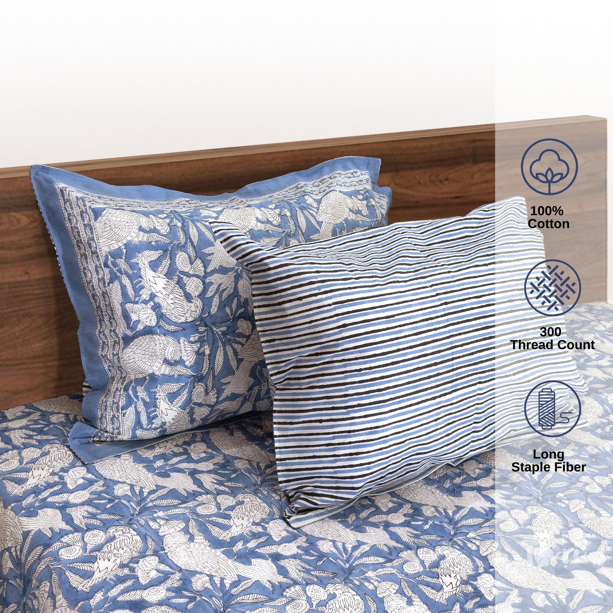 White Birds on Blue | Premium Bedsheet