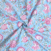 Pink Florals on Blue   | Dohar | Summer Blanket