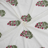 Pink Floral Plants on White  | 210TC Pure Cotton Bedsheet