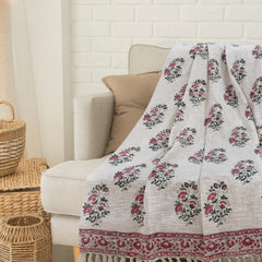 Floral Motives  | Cotton Yarn Sofa Throw