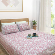 Pink Bird Kalamkari  - King Queen Cotton Bed sheet