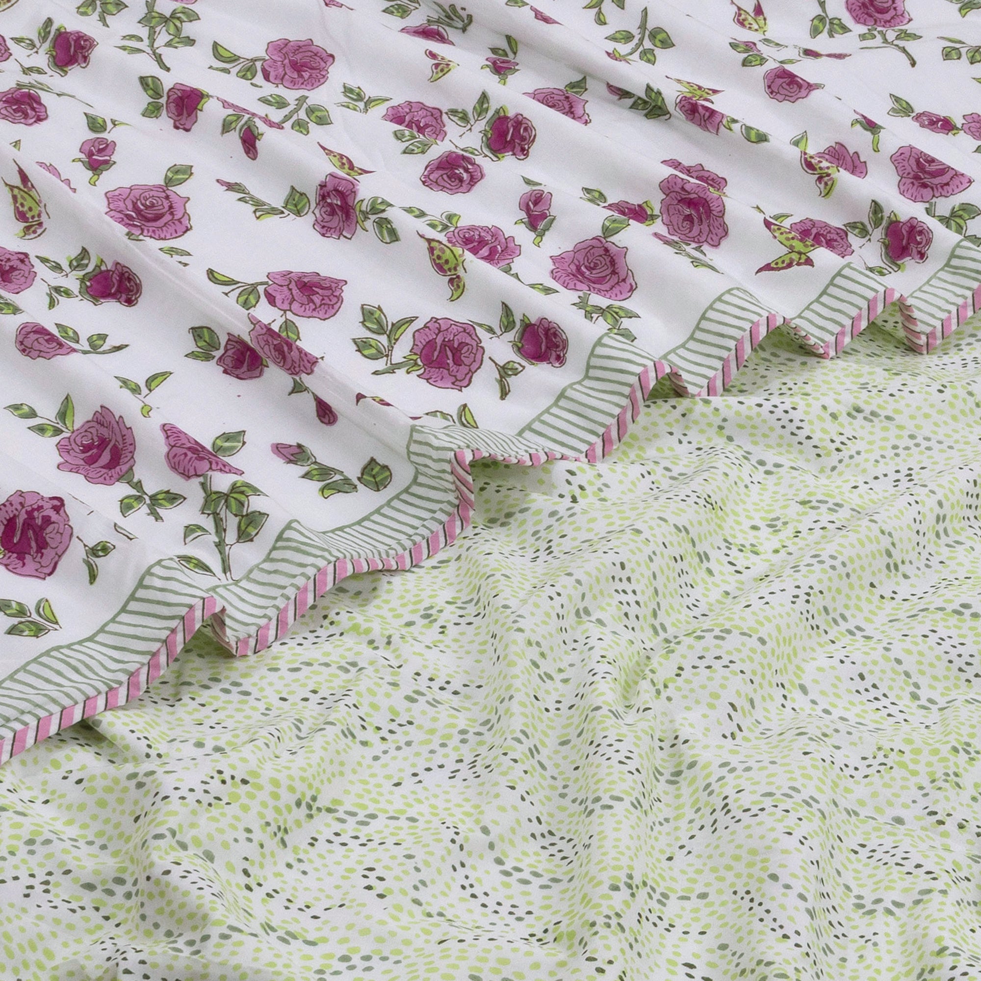 Rose Meadow | All- Season Bedding Set | Premium Bedsheet , Pillow Covers, Dohar
