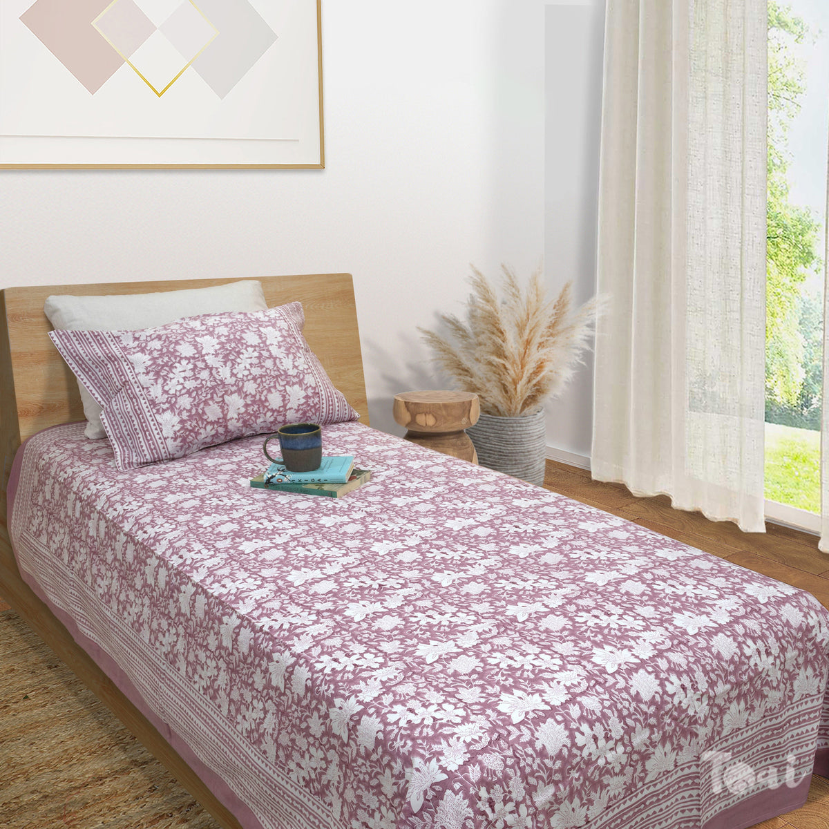 N Pink Kalamkari | Premium Bedsheet