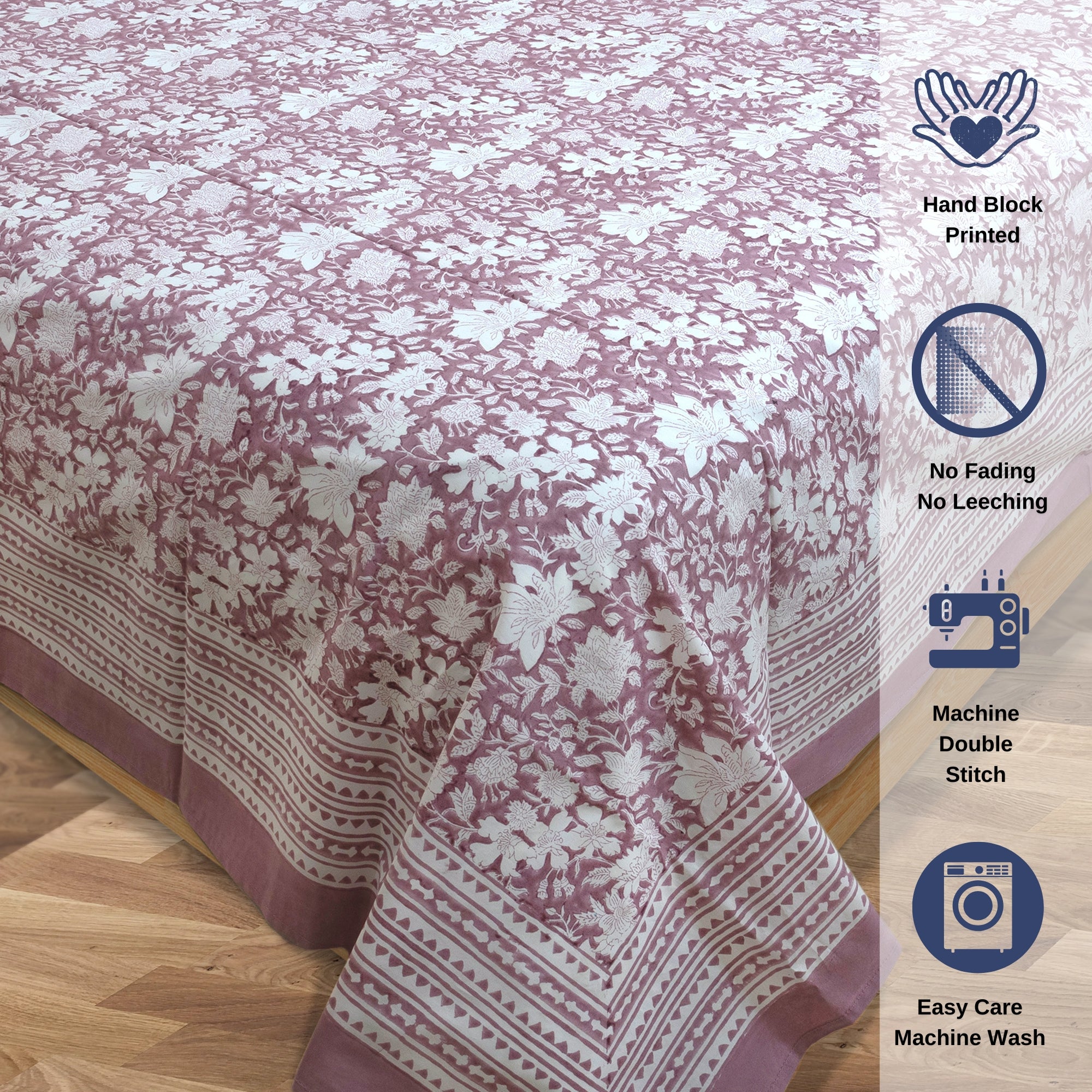 N Pink Kalamkari | Premium Bedsheet