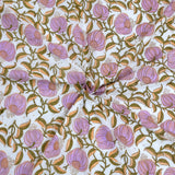 Round Flowers & Leaves | Pure Mulmul Cotton | Flannel filling