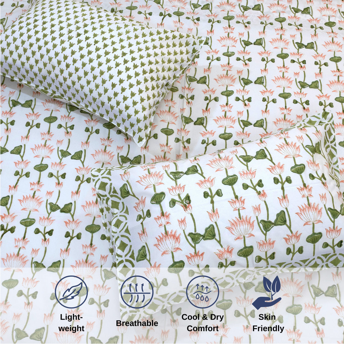 Lotus Vines | Premium Bedsheet