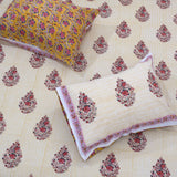 Floral Motives on Yellow Panel | 210TC Pure Cotton Bedsheet