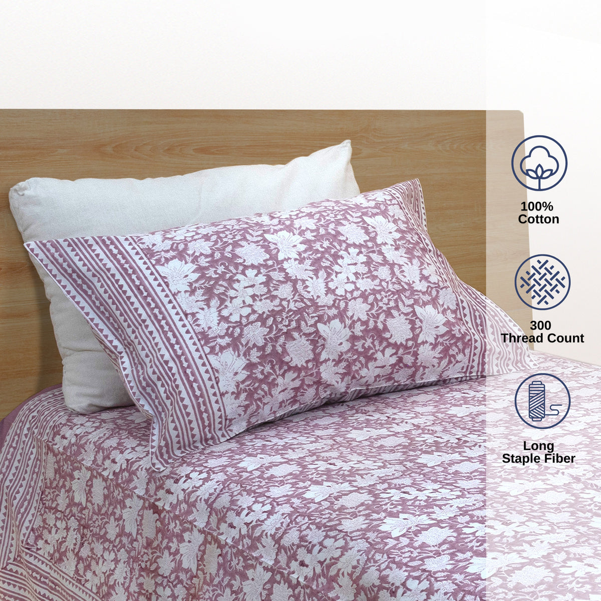 N Pink Kalamkari | Premium Bedsheet