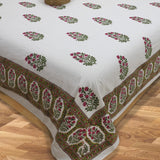 Pink Floral Plants on White  | 210TC Pure Cotton Bedsheet