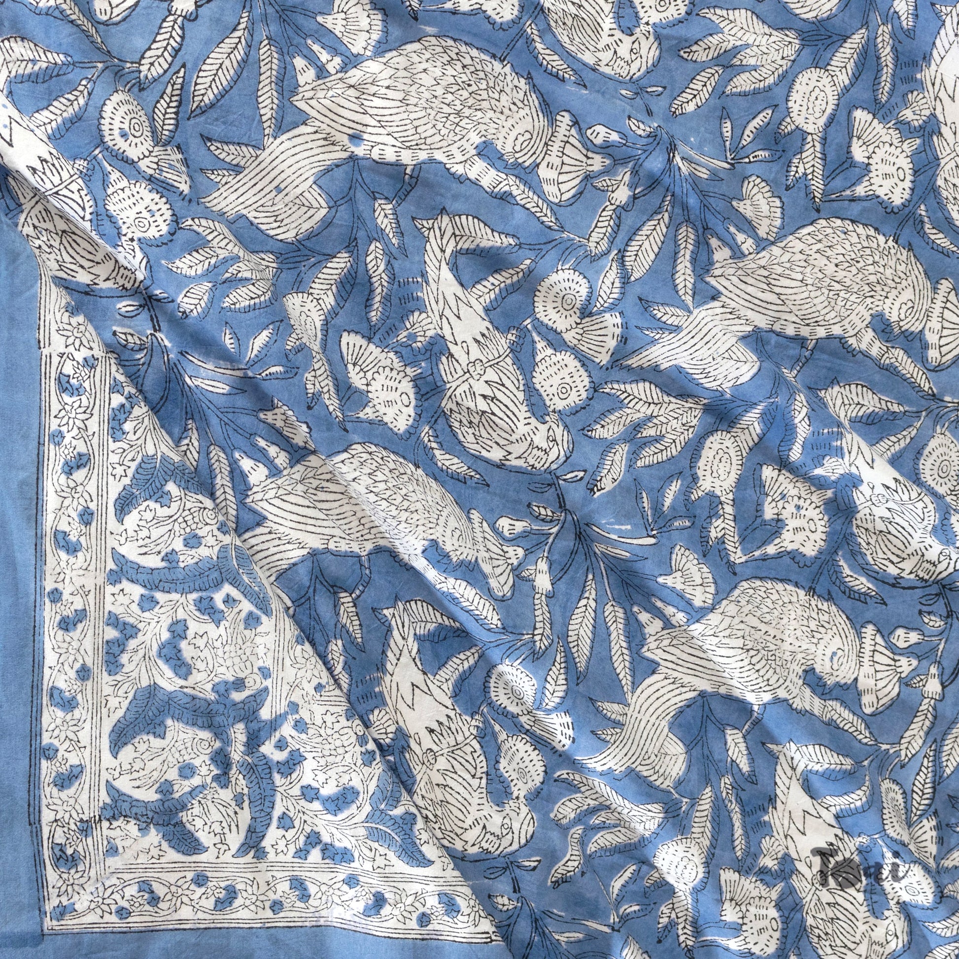 White Birds on Blue  - Bedsheet with Pillow Covers