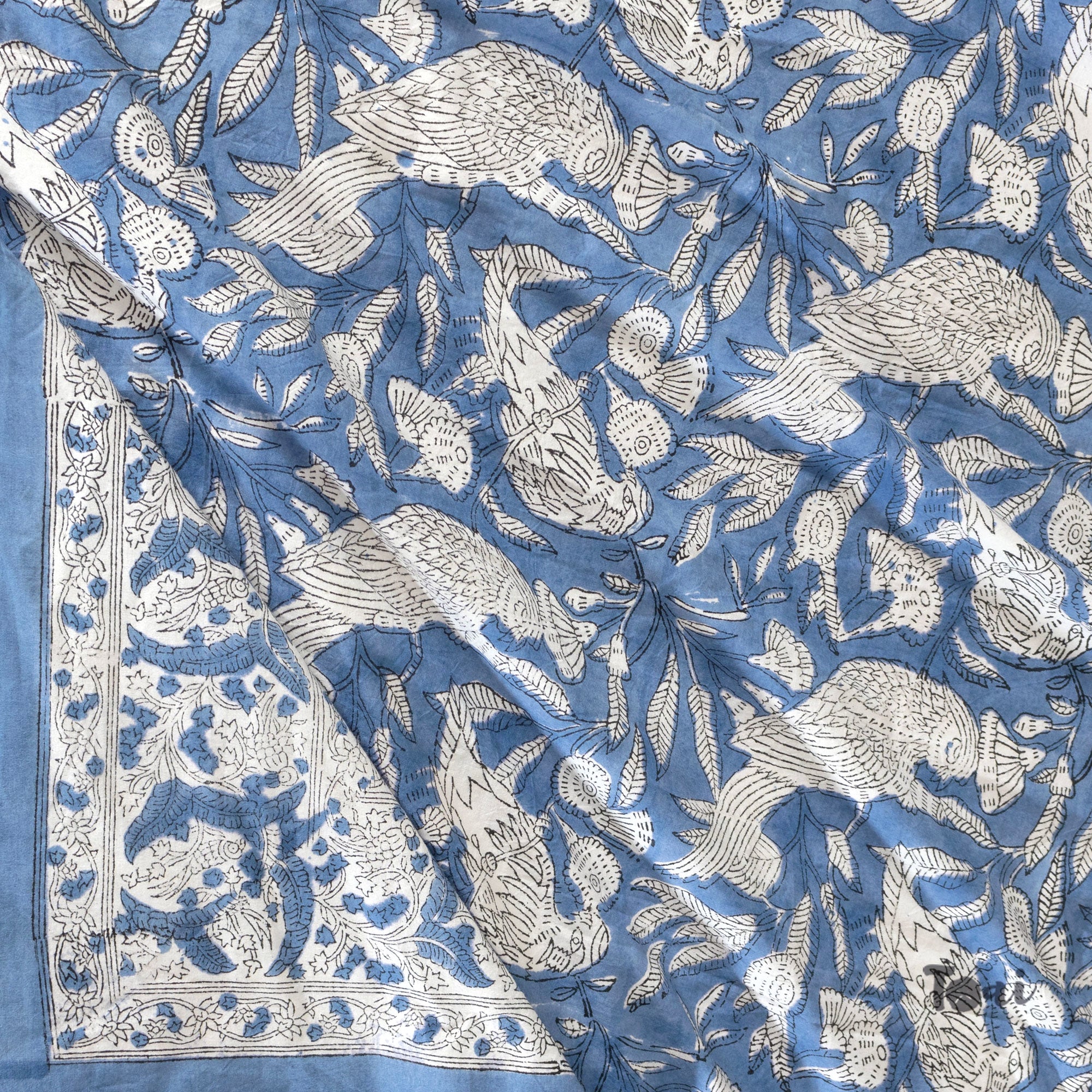 White Birds on Blue  - Bedsheet with Pillow Covers